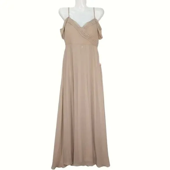 Birdy Grey Spence Taupe Chiffon Convertible Dress Bridesmaid Prom SMALL‎ NWT - Picture 14 of 14